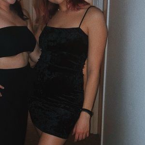 Lulus size small body con black velvet dress